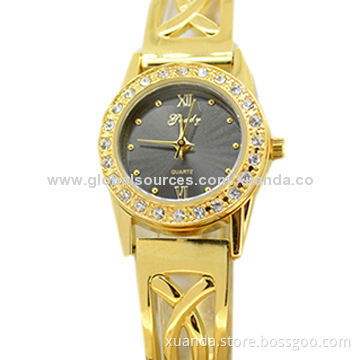 Fashion watch, gold jewelry watch, diamond arounding, alloy case watch for man style